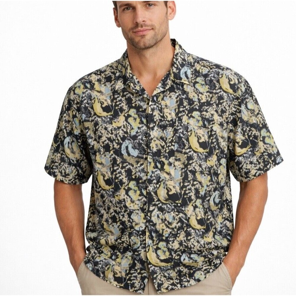 Nat Nast “In the Mood” Men’s XXL 100% Silk Button Up Shirt Abstract Print
